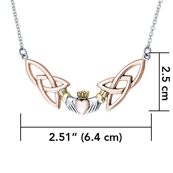 Celtic Claddagh Trinity Knot Three Tone Necklace OTN093 - Jewelry