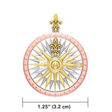 Celtic tradition in Fleur de Lis Three Tone Rose Compass Pendant OTP1118