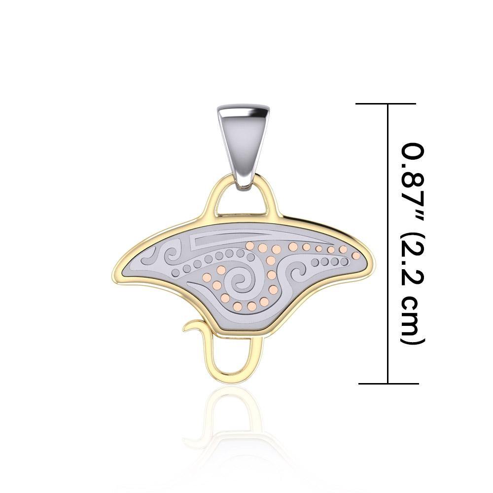 Three Tone Manta Ray Aborginal Pendant OTP2328 - Jewelry