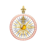 Compass Rose Silver with 14K Yellow Gold and Pink Gold Accent Pendant With Gemstone OTP3152