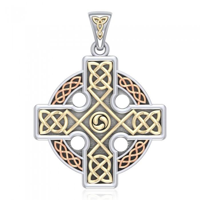 Celtic Knotwork Cross Three Tone Pendant OTP477 - Jewelry