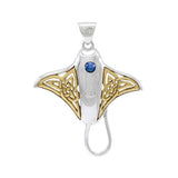 Celtic Manta Ray Sterling Silver and 14 K Gold Pendant QPD072