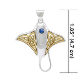 Celtic Manta Ray Sterling Silver and 14 K Gold Pendant QPD072 - Jewelry