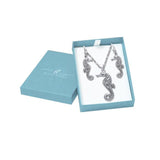 Beautiful as a Seahorse Silver Pendant Chain and Earrings Box Set SET006