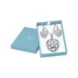 Silver Heart in Heart Pendant Chain and Earrings Box Set SET024