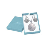 Unique natural beauty Silver Sand Dollar Pendant Chain and Earrings Box Set SET028 - Jewelry