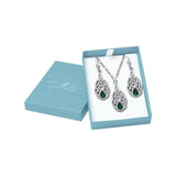 Silver Gemstone Celtic Knotwork Pendant Chain and Earrings Box Set SET039 - Jewelry