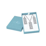 Silver Rectangular Celtic Pendant Chain and Earrings Box Set SET045 - Jewelry