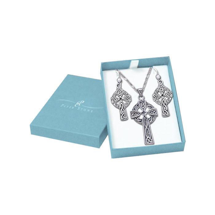 Guided by the Celtic Cross Sterling Silver Pendant Chain and Earrings Box Set SET052 - Jewelry