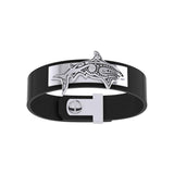 Silver Aboriginal Shark Leather Bracelet TBA219 - Jewelry
