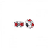 Cylinder Heart Silver and Enamel Bead TBD078