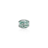Oval Waves Silver Bead with Enamel Accents TBD089 - Jewelry