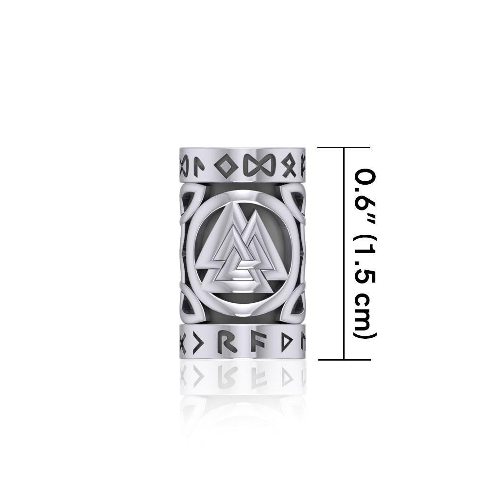 Norse Viking Valknut in Circle with Rune Symbol and Celtic Silver Bead ...