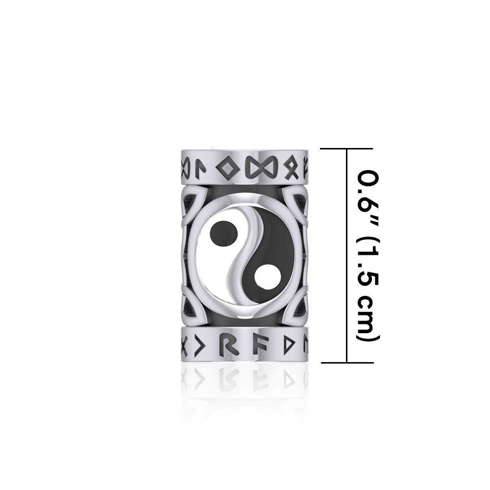 Yin Yang in Circle with Rune Symbol and Celtic Accented Silver Bead TBD370 - Jewelry