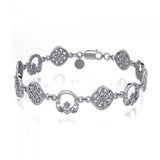 Celtic Knotwork & Claddagh Silver Bracelet TBG238