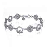 Celtic Knotwork & Claddagh Silver Bracelet TBG238 - Jewelry