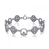 Celtic Knotwork & Claddagh Silver Bracelet TBG243 - Jewelry