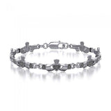 Irish Claddagh Marcasite Link Bracelet TBG253 - Jewelry