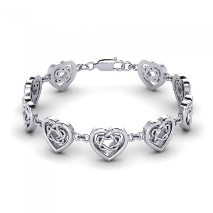 Celtic Knotwork and Hearts Silver Bracelet TBG737 - Jewelry