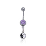 Yin Yang Silver Gemstone Belly Button Ring TBJ008 - Jewelry