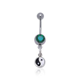 Yin Yang Silver Gemstone Belly Button Ring TBJ008 - Jewelry