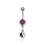 Yin Yang Silver Gemstone Belly Button Ring TBJ008 - Jewelry