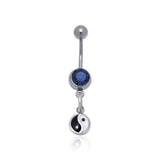 Yin Yang Silver Gemstone Belly Button Ring TBJ008 - Jewelry