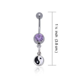 Yin Yang Silver Gemstone Belly Button Ring TBJ008 - Jewelry