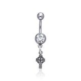 Celtic Cross & Gem Belly Button Ring TBJ012