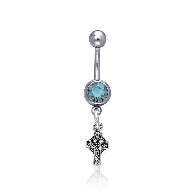 Cross belly clearance button ring