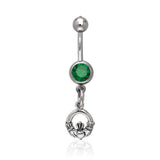 Irish Claddagh with Emerald Silver Body Jewelry TBJ013