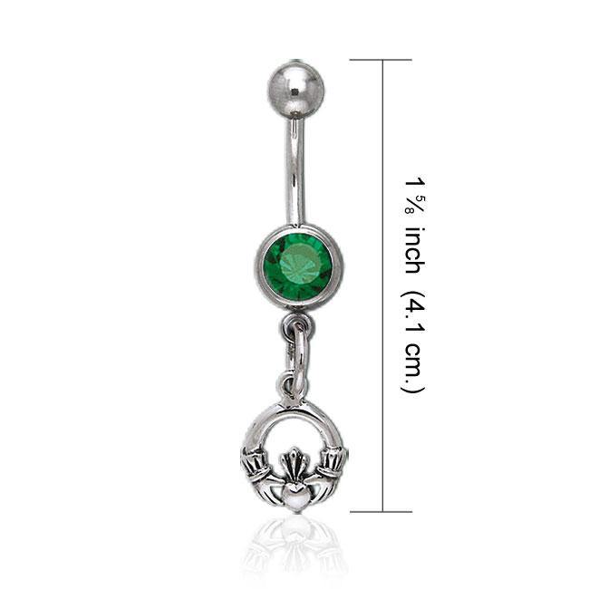 Irish Claddagh with Emerald Silver Body Jewelry TBJ013 - Jewelry