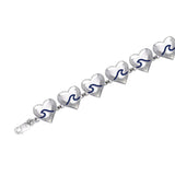 Wave In Heart Sterling Silver Link Bracelet TBL016