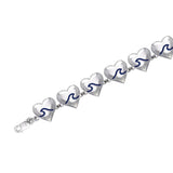 Wave In Heart Sterling Silver Link Bracelet TBL016 - Jewelry