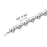 Wave In Heart Sterling Silver Link Bracelet TBL016 - Jewelry