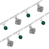 Celtic Knotwork & Emerald Glass Silver Bracelet TBL035 - Jewelry