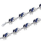 Silver and Paua Shell Twin Dolphins Bracelet TBL078 - Jewelry
