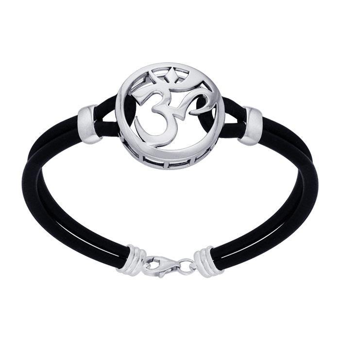 Om Black Onyx Silver Men's Bracelet | Save Brave Australia – Silver Steel