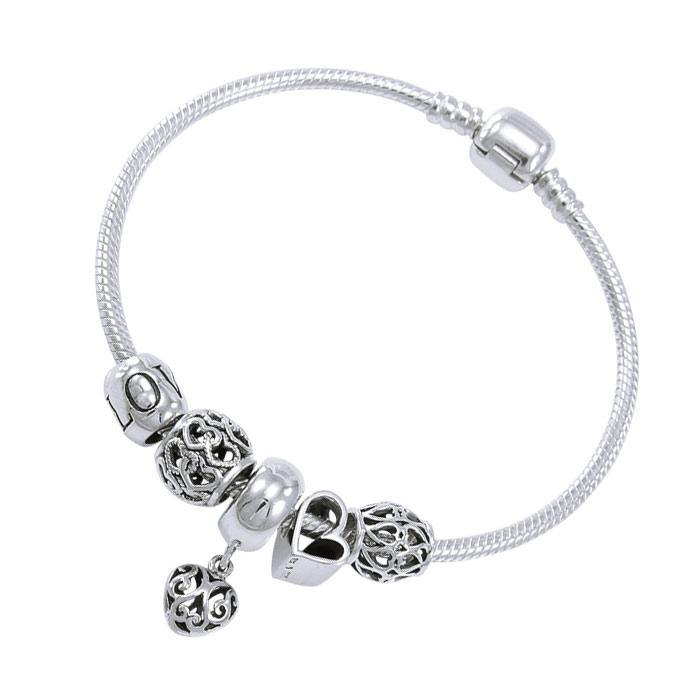 Heart Sterling Silver Bead Bracelet TBL354 - Jewelry