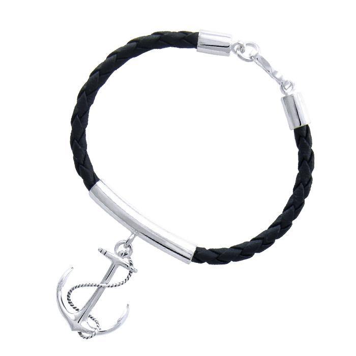 Anchor Silver Charm Nylon Bracelet TBL367 - Jewelry