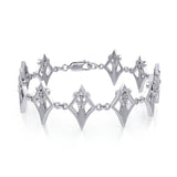 Goddess in Diamond Frame Silver Link Bracelet TBL392 - Jewelry
