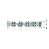Lucky Gemstones Four Leaf Clover Silver Link Bracelet TBL396 - Jewelry