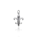 Fleur De Lis with Celtic Knot Silver Charm TCM031 - Jewelry