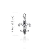 Fleur De Lis with Celtic Knot Silver Charm TCM031 - Jewelry