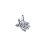 Silver Flying Hummingbird with Gemstone Flower Charm TCM630 - Jewelry