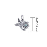 Silver Flying Hummingbird with Gemstone Flower Charm TCM630 - Jewelry