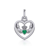 Claddagh in Heart Silver Charm with Gemstone TCM666