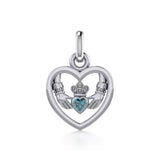 Claddagh in Heart Silver Charm with Gemstone TCM666 - Jewelry