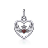 Claddagh in Heart Silver Charm with Gemstone TCM666 - Jewelry