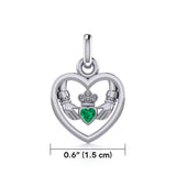 Claddagh in Heart Silver Charm with Gemstone TCM666 - Jewelry